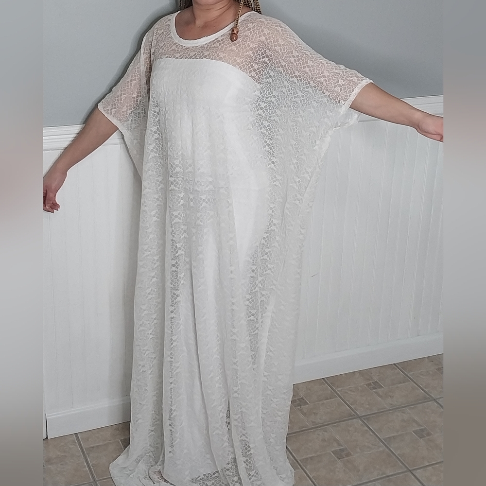 Chic White Lace Overlay Dress